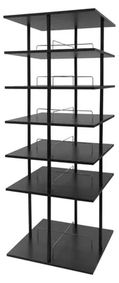 Immagine prodotto di Scaffale per scarpe - Scaffale a 6 ripiani - Rotazione a 360° - Realizzato in ferro - Capacità di carico: 19,5 kg - Colore: nero