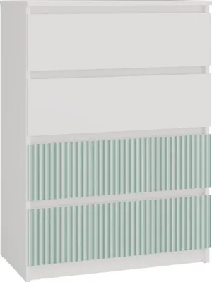 Produktbild von Große Kommode MALWA M4 ARTESO mit 4 Schubladen - Weiß/Mint | Farbe: Weiß/Mint | Größe: 70x97x40 cm