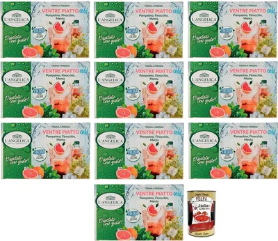 Produktbild von 10x L' Angelica Tisana Ventre Piatto Kalter Kräutertee Geschmack mit Grapefruit, Fenchel und Minze 18 Filter + Italian Gourmet Polpa di Pomodoro 400g Dose