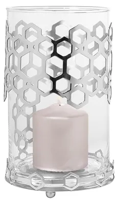 Produktbild von DELIGHT Windlicht mit Glas - H. 25cm x Ø 16cm - silber - Edelstahl