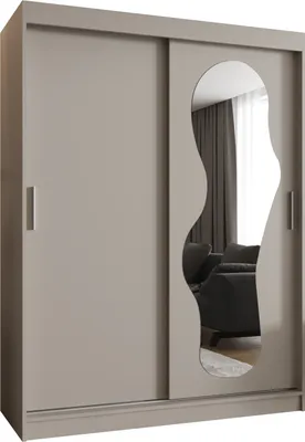 Produktbild von MEBLE KRYSPOL ULTRA 150 Kleiderschrank mit zwei Schiebetüren für Schlafzimmer – moderner Aufbewahrungsschrank mit Kleiderstange und Regalen – 150x200x62cm - Kaschmir