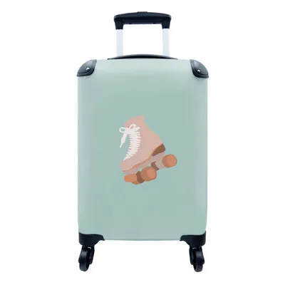 Produktbild von MuchoWow® Koffer Handgepäck Trolley Rollkoffer Kleine Reisekoffer mit 4 Rollen - Sommer - Rollschuh - Rosa - Cabin Size < 55x40x23 cm & 55x40x20 cm - Fotokoffer - Kabinenkoffer - Boardgepäck - Reise-Box - Reisekoffer - Reisegepäck - Koffer mit Bild - Trolley für Kinder