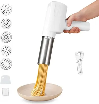Produktbild von Elektrische Pasta -Maschine, automatische Handheld -Nudelhersteller, Kitchenaid -Haushalt, 2000 mAh Multifunktionale Maschine 5 Pressformen