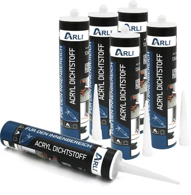 Produktbild von 6x ARLI Acryl 310ml weiß überstreichbare Dichtstoff Universal Bauacryl Maleracryl Fugendichter Dichtmasse