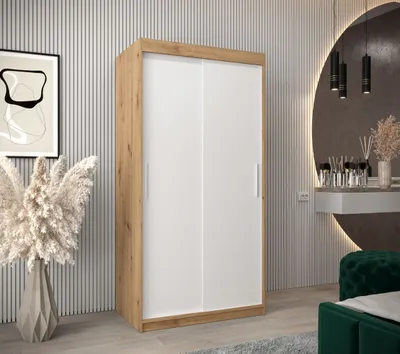 Obrázok produktu pre Skriňa s posuvnými dverami v šírke 100 cm TIMEA - dub artisan / biela