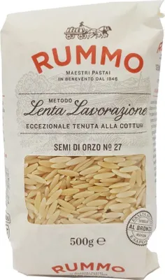 A bag of Rummo Semi di Orzo pasta.