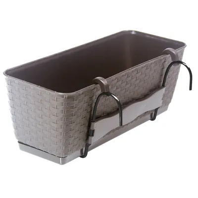 Produktbild von Kasten für Geländer Balkon Terrasse Blumentopf Rattan-Imitat 49,2 cm Mokka