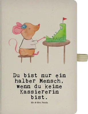 Produktbild von Mr. & Mrs. Panda Kladde Kassiererin Herz - Transparent - Geschenk, Lustig, Kassenwartin, Spruch, Schreibheft, Journal, Tagebuch, notizbuch, Witzig, Reisetagebuch