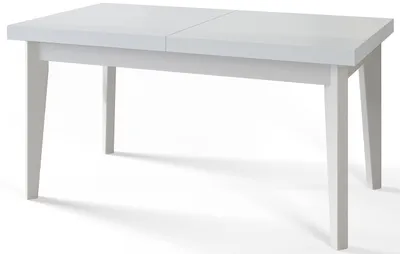 Produktbild von Alpi Moebel, Rechteckiger Esstisch Skandi, Wohnzimmertisch Ausziehbar 160-210x90x78 cm, Weiß mit Holzbeinen in Weiß