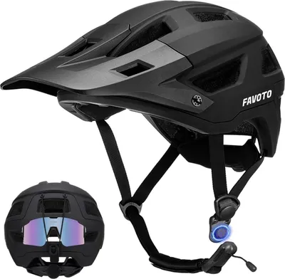 Image de Favoto casque de vélo de montagne avec visière léger Inmould-Technologie Helmet Helmet L(57-61cm) noir mat
