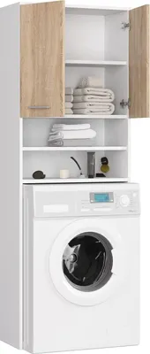 Immagine prodotto di Mobile lavatrice BDW 180x64x30 cm, mobile alto per bagno, bianco/rovere Sonoma