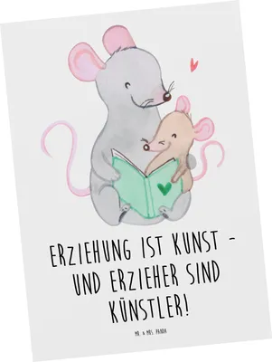 Produktbild von Mr. & Mrs. Panda Postkarte Erzieher Künstler - Weiß - Geschenk, einzelkarte, Bedanken, Ansichtskarten, Aufmerksamkeit, Ansichtskarte, Postkarten, Dankeschön, Kinder