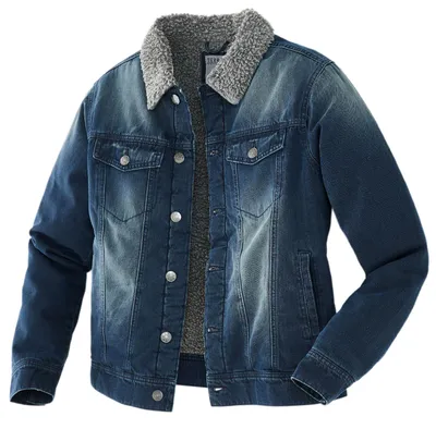 Produktbild von Terrax Workwear Herren Jeansjacke mit Sherpafleece-Futter - Arbeitsjacke mit Knopfleiste in Jeans Größe XXL