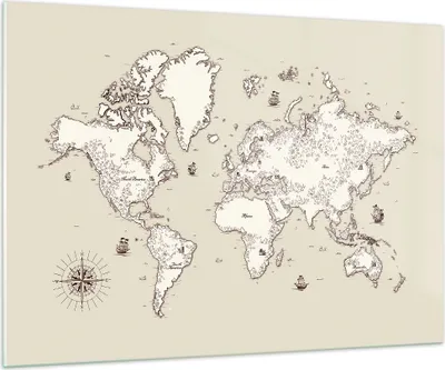 Produktbild von Bilder auf glas - Karte Welt Klassiker Kontinente - 100x70cm - Glasbilder - Wandbilder - Kunstdruck - zum Aufhängen bereit - Wanddekoration aus Glas - Glas Bilder - Wandbild auf Glas - GAA100x70-2910