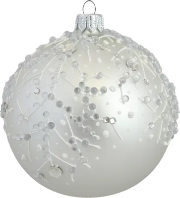 Produktbild von Silbermatte Weihnachtskugel mit frostigem Dekor