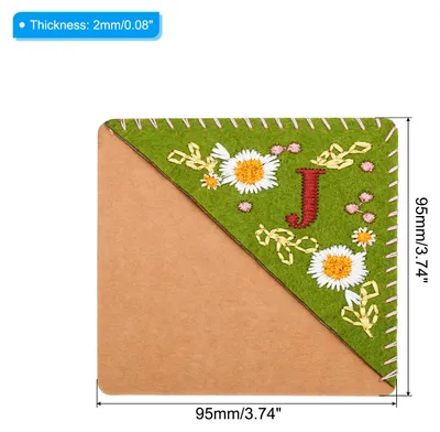 Produktbild von Personalized Gesticktes Lesezeichen Ecke Niedliche Blume Filz Gen?ht Dreieck Buch Marke Seite Marker fš¹r Frauen M?nner Buchliebhaber Lehrer Grš¹n Buchstabe J