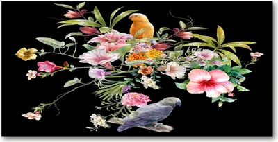 Produktbild von Tulup Glas-Bild -140x70- Wandkunst Dekorative Wand für Küche & Wohnzimmer - Tiere - Blumen und Vögel - Mehrfarbig