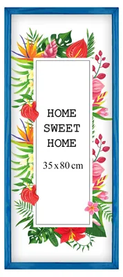Produktbild von MG Design Blau Bilderrahmen 35 x 80 cm - Aus echtem Holz mit Acrylglas, zum Aufhängen & Aufstellen, für Fotos, Poster & Puzzle