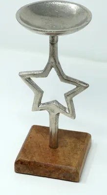 Produktbild von Kerzenständer Stern groß 25  x 13 cm Kerzenhalter Holz-Fuß