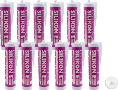 Produktbild von ARLI SET: 12x Silikon 310ml weiß Universal Sanitär Bad Dusche Küche Fuge Fenster innen außen - 12 Kartuschen
