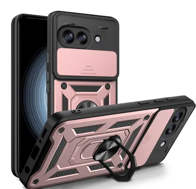 Produktbild von Outdoor Panzer Hülle für Google Pixel 10A Handyhülle mit Kameraschutz Ringhalter Cover Rosegold