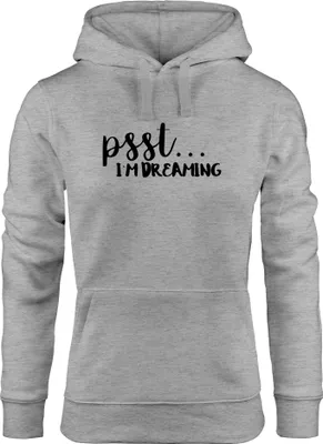 Produktbild von Kapuzen-Pullover Damen Psst I`m dreaming Müde Schlafen Hoodie Moonworks® grau M