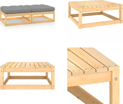 Produktbild von vidaXL Gartenhocker mit Kissen 2 Stk. Massivholz Kiefer - Fußhocker - Fußbank - Fußbänke - Fußstütze
