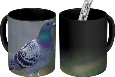 Obrázok produktu pre MuchoWow® Magický pohár Holub - vták - fialový - perie 350 ml Pohár na zmenu farby Darček Nápad na darček - Foto hrnček