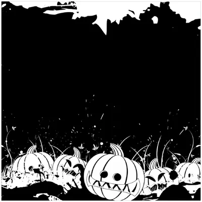 Produktbild von Wallario Premium Glasbild, freischwebende Optik, kräftige Farben, Größe 30 x 30 cm Motiv Halloween - Kürbisse und Fledermäuse in schwarz-weiß, Comic Stil