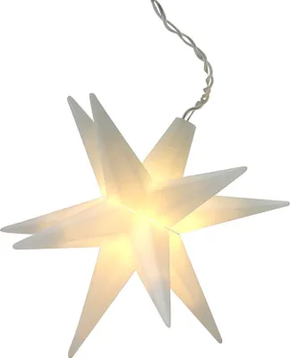 Produktbild von LED 3D Weihnachtsstern weiss zum Hängen für Außen - 12 cm - Deko Stern beleuchtet mit Timer