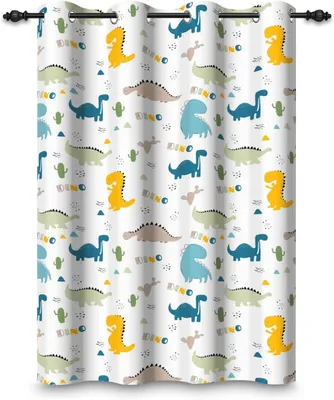 Produktbild von X 214 cm Verdunkelungsrollo mit Cartoon-Dinosaurier-Motiv für das Kinderzimmer - Druck mit niedlichen Dinosauriern - Mit Öse - Für das Kinderzimmer