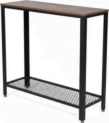 Produktbild von Schmaler Konsolentisch mit Metallgestell und Ablage – Moderner Flurtisch in Eiche rustikal