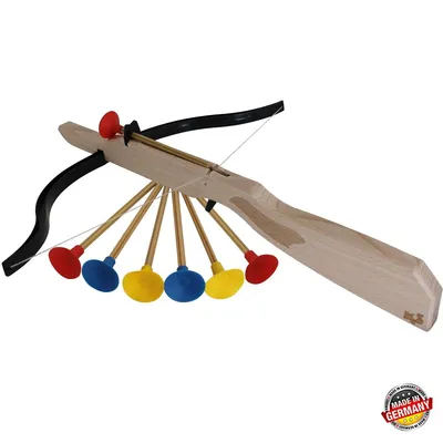 Armbrust aus Holz und 6 Sicherheitspfeile Spielzeug für Kinder Pfeil und Bogen Indianer Rollenspiel für Kinder hochwertiges Holzspielzeug made in Germany