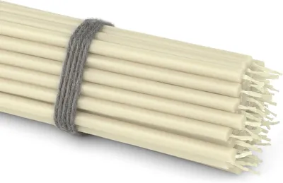 Immagine prodotto di Candele per altare - Set da 50 - Bianche - 16 cm - Candele in paraffina sottile - Senza fumo e senza gocciolamenti - Lunga durata di combustione