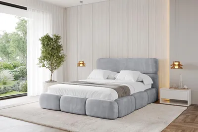 Produktbild von ALTDECOR Polsterbett mit Bettkasten - ELVA 140x200 Hellgrau - Bett mit Matratze H3/H4, Kopfteil, Boxbett, Doppelbett mit Stauraum