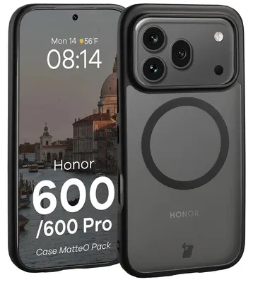 Produktbild von Schutzhülle mit Magnetring + gehärtetem Glas für Honor 600 5G / 600 Pro 5G, Bizon MatteO Pack, Getönt-Schwarz