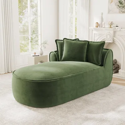 Obrázok produktu pre Manchesterská pohovka, ľavá sedačka, materiál: chenille, vankúšik, pohodlná (zelená)