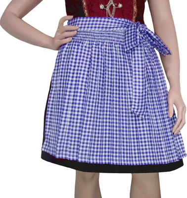 Produktbild von Dirndlschürze Trachtenschürze Mini Dirndl Dirndel Blau Kariert, Größe:44