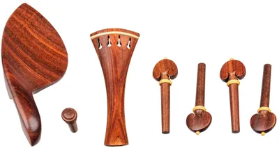 Produktbild von Komplettes Ersatzteil-Set für 4/4 Geige, Mahagoniholz, Saitenhalter Kinnhalter Stimmwirbel