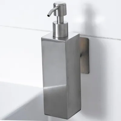 Produktbild von ELMOWO - Edelstahl Seifenspender 220ml ohne Bohren in silber für Wandmontage - Bad und Küche Flüssigseifenspender für die Wand für Flüssigseife