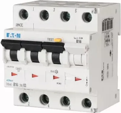 Immagine prodotto di Eaton 170957 Interruttore magnetotermico differenziale/di linea 4 poli 16 A 0,3 A 415 V/AC (170957)