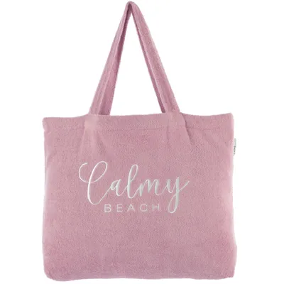 Produktbild von XXL-Badetasche aus 100% Baumwolle für Damen und Herren mit Innentasche und langen Tragehaken (Antikrosa)