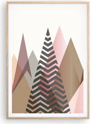 Produktbild von Gerahmtes Poster - Rahmen in heller Eiche - Berge Dreiecke Abstraktion - 70x100 cm - Wand Bild - Wanddeko - Wandbilder - Kunstposter - Wandposter - Bilderrahmen - Bilder - P2NPA70x100-4402