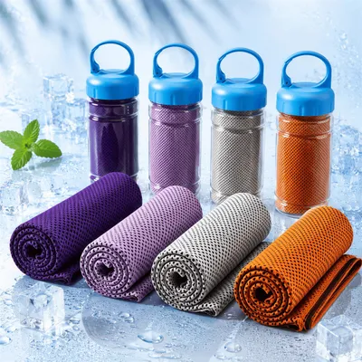 Produktbild von 4 Stück Sporthandtuch Cooling Towel, 100 x 30 cm, schnelltrocknend & sofort kühlend, Mikrofaser Kühlhandtuch für Fitness, Laufen, Training, Outdoor