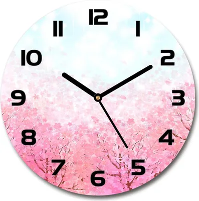 Produktbild von Wanduhr aus Glas 30fi Glasbild Glasuhr Gehärtetes Glas - schwarze-zeiger - Cherry blossoms
