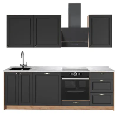 Obrázok produktu pre Kuchynka Vicco Fame-Line Antracitovo-zlatý vidiecky dom/Dub Goldkraft 230 cm, AP Marble, Model 63976