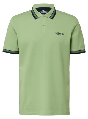 Produktbild von s.Oliver Poloshirt aus Piqué, Regular Fit, mit Kontrastdetails, Rippbündchen, Grün, XL