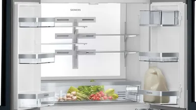 Image de Siemens iQ700, Réfrigérateur-congélateur, multi-portes, façade en verre, 183 x 90.6 cm, noir, KF96RSBEA