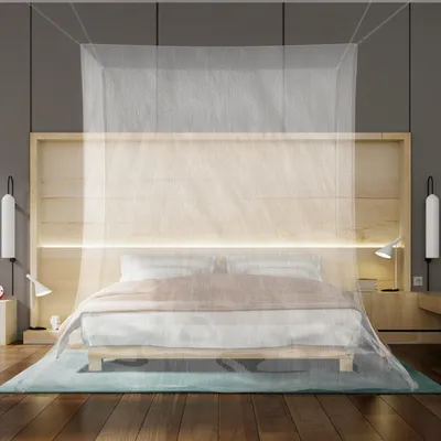 Produktbild von Intirilife Mückennetz zum Schutz vor Mücken und Insekten in Weiß - 200 x 220 x 200 cm - Mosquitonetz, Outdoor, Indoor, Polyester, 280 mesh