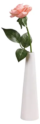 Produktbild von Konische Keramik-Blumenvase - Hohe schmale Form für Einzelblumen - Dekorative Tischvase für Wohnzimmer und Büro - Weiß - Klein